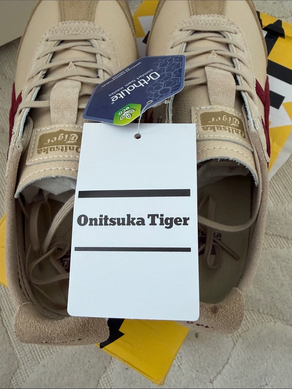 Onitsuka Tiger by Asics Cream Sneakers with Burgundy Stripes - Picture 4 of 5